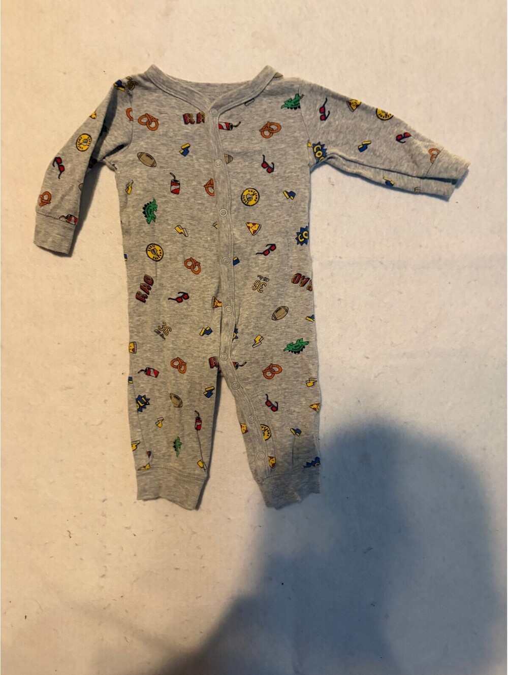 Carter's Baby 6 Months Gray One-Piece Pajamas with Fun Print